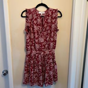 Burgundy sleeveless floral dress